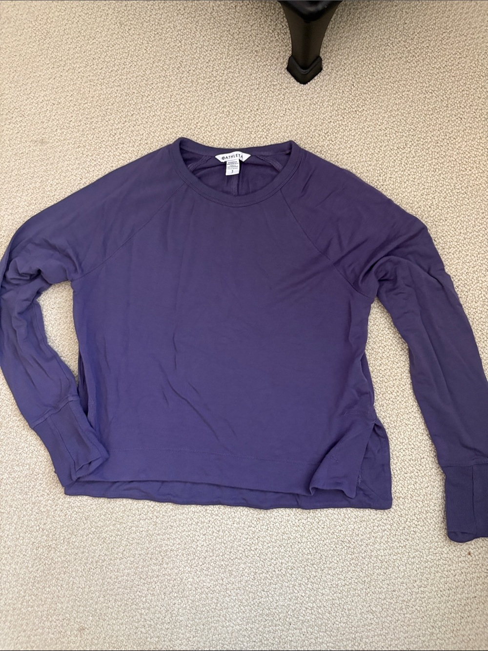 Athleta Deep Purple Long-Sleeve Crewneck Sweatshirt